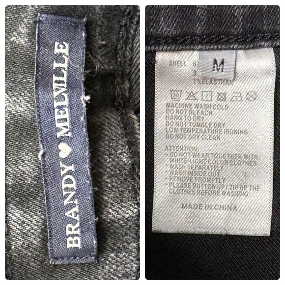 BRANDY MELVILLE Uma Slim Fit Cross Strap Overalls Washed Denim Black Size M - Picture 8 of 8